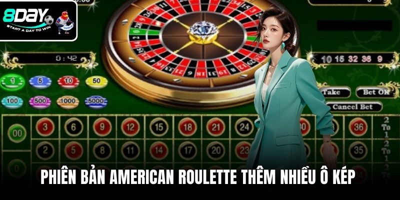 Phiên bản American Roulette thêm nhiều ô kép cho hội viên cược